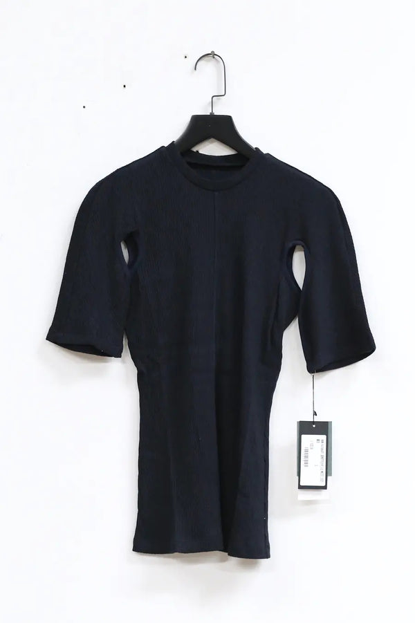 mame kurogouchi crew neck rib knit top MM22SS JS027 navy blue